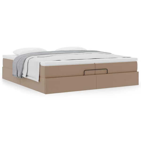 vidaXL Ottoman-Bett mit Matratzen Cappuccino 200x200cm Kunstleder