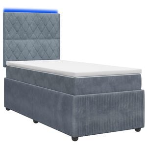 vidaXL LED Boxspringbett mit Matratze Dunkelgrau 80 x 200 cm Samt