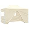 vidaXL Profi-Partyzelt Faltbar mit 4 Seitenw&auml;nden 3&times;4m Stahl Creme