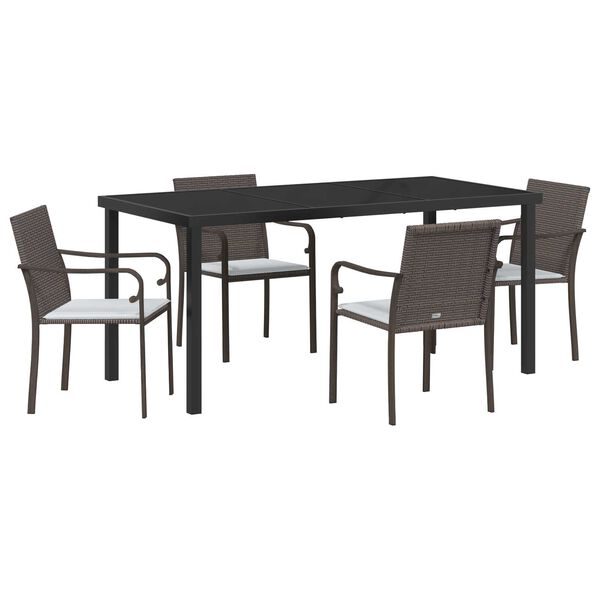 vidaXL Garten Essgruppe 5 pcs Braun Poly Rattan
