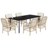 vidaXL 7-tlg. Garten-Essgruppe mit Kissen Beige Poly Rattan