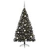 vidaXL K&uuml;nstlicher vorbeleuchteter Weihnachtsbaum Schwarz 180 cm PVC