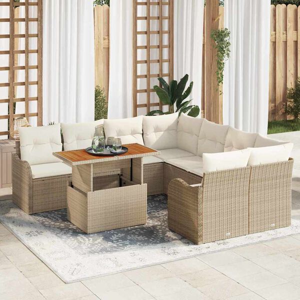 vidaXL Garten-Sofa-Set mit Kissen 7 pcs Beige und Creme