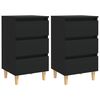 vidaXL Nachttische mit Massivholz-Beinen 2 Stk. Schwarz 40x35x69 cm