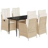 vidaXL 5-tlg. Garten-Essgruppe mit Kissen Beige Poly Rattan