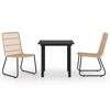 vidaXL 3-tlg. Garten-Essgruppe Poly Rattan und Glas