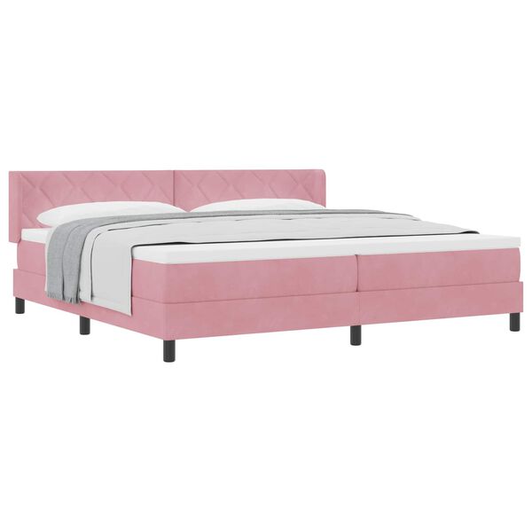 vidaXL Boxspringbett mit Matratze Rosa 200 x 200 cm Polyester