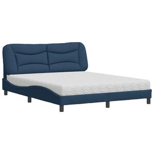 vidaXL Bett mit Matratze "Hvar" Blau 160x200 cm Stoff