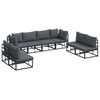vidaXL Gartensofa-set 8 stk. Schwarz Aluminium