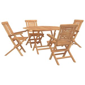 vidaXL Gartenset 5 stk. Braun Massivholz Teak