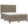 vidaXL Boxspringbett mit Matratze & LED Taupe 140x190 cm Stoff