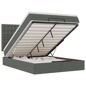 vidaXL Ottoman-Bett mit Matratze & LEDs Dunkelgrau 140x190 cm Stoff