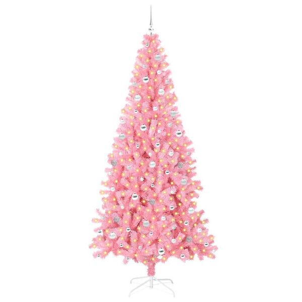 vidaXL Weihnachtsbaum mit 300 LEDs mit St&auml;nder Rosa 240 cm PVC