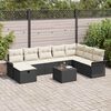 vidaXL Gartensofa-set mit Kissen 9 pcs Schwarz und Creme Poly-Rattan