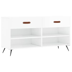 vidaXL Schuhbank Hochglanz-Wei&szlig; 102x35x55 cm Holzwerkstoff
