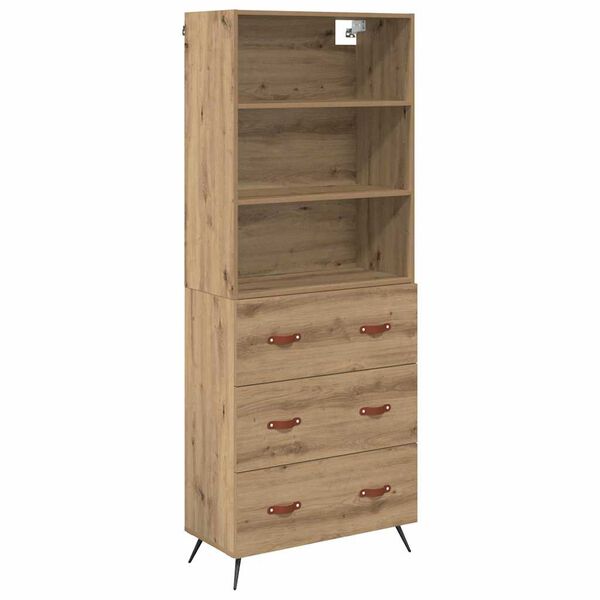 vidaXL Highboard Artisan-Eiche 69,5 x 34 x 180 cm Holzwerkstoff
