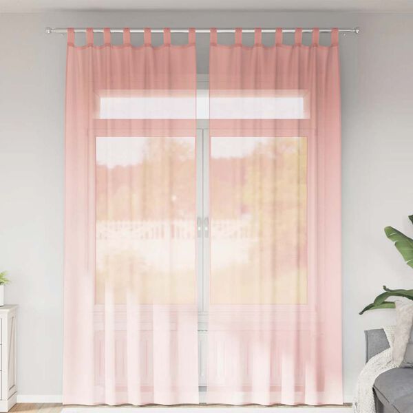 vidaXL Voile Vorhänge mit Stangentaschen 2 Stk. Rosa