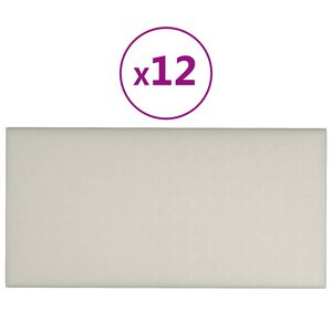 vidaXL Wandpaneele 12 Stk. Creme 30x15 cm Samt 0,54 m&sup2;