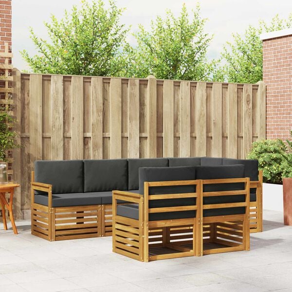 vidaXL Ecksofa Set 7 pcs Natur und Anthrazit Massivholz Akazie