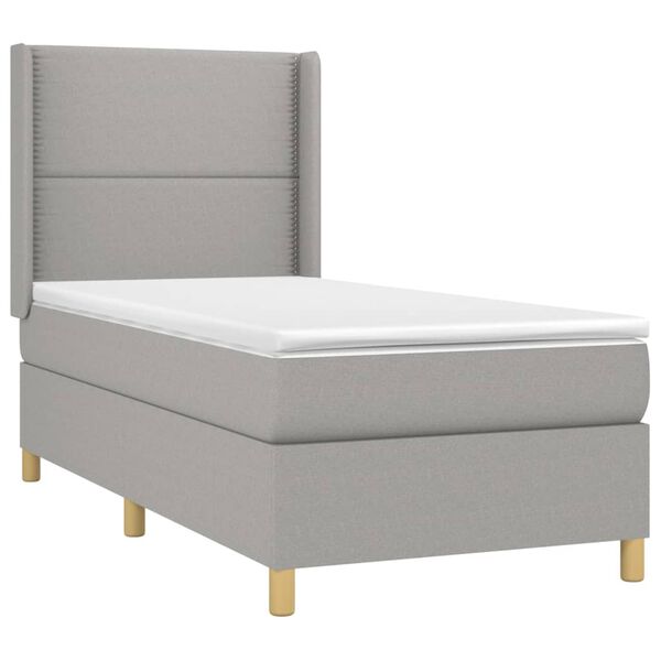 vidaXL Boxspringbett mit Matratze & LED Hellgrau 80x200 cm Stoff