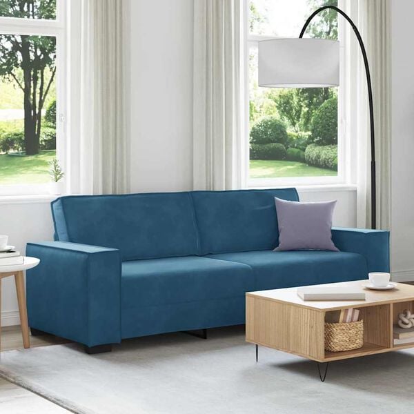 vidaXL 3-Sitzer-Sofa Blau 220x78x84 cm Samt