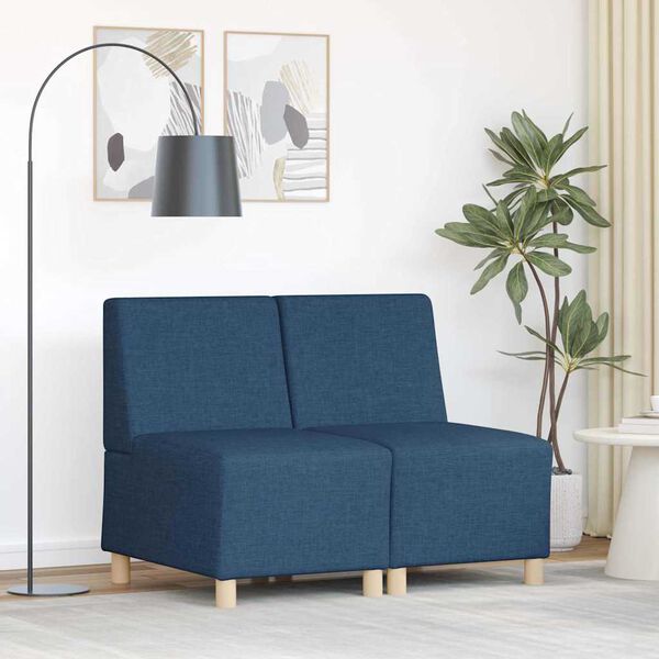 vidaXL Modulares Armfreies Sofa 2 pcs Blau 55 x 74 x 82 cm Stoff