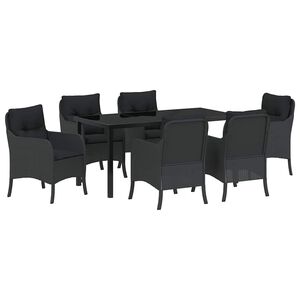 vidaXL Garten Essgruppe 7 stk. Schwarz Poly-Rattan