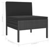 vidaXL 6-tlg. Garten-Lounge-Set mit Auflagen Poly Rattan Schwarz