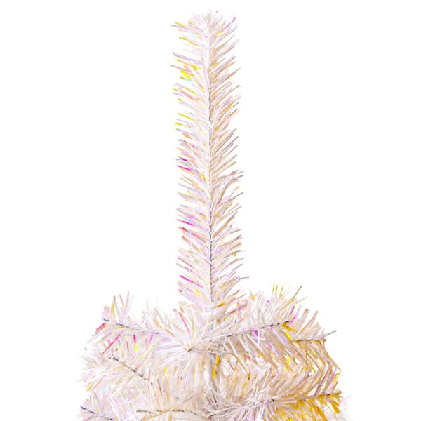 vidaXL Künstlicher Weihnachtsbaum Schillernde Spitzen Weiß 210 cm PVC
