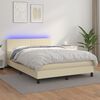 vidaXL Boxspringbett mit Matratze & LED Creme 140x190 cm Kunstleder