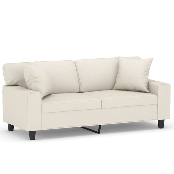 vidaXL 2-Sitzer-Sofa mit Kissen Creme 140 cm Kunstleder
