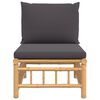 vidaXL Garten-Mittelsofa mit Dunkelgrauen Kissen Bambus
