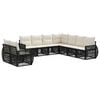 vidaXL Gartensofa-set 9 pcs Schwarz und Cremewei&szlig; Poly-Rattan