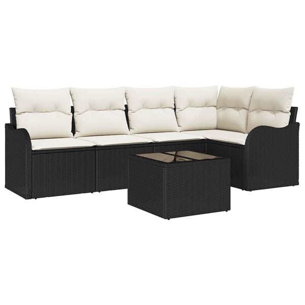 vidaXL Gartensofa-set Schwarz Poly-Rattan