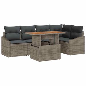 vidaXL Garten-Sofa-Set mit Speicher 6 pcs Grau Poly Rattan