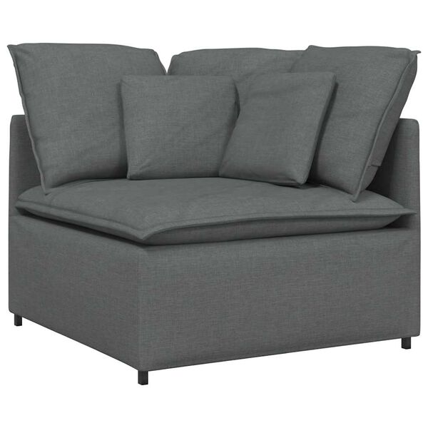 vidaXL Modulares Sofa mit Fußhocker Kissen Stoff Dunkelgrau