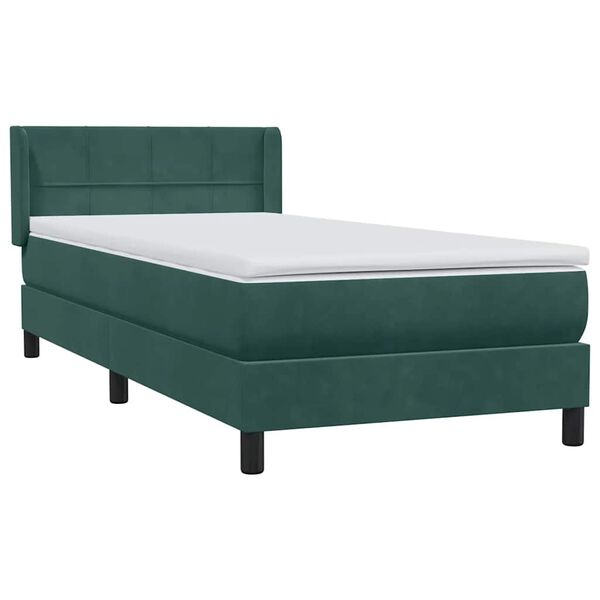 vidaXL Boxspringbett mit Matratze Dunkelgr&uuml;n 80x210 cm Samt