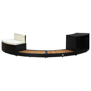 vidaXL Whirlpool-Einfassung Schwarz Poly Rattan und Massivholz Akazie