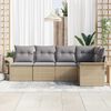 vidaXL Gartensofa-set mit Kissen 5 pcs Beige Poly-Rattan