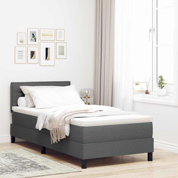 vidaXL Boxspringbett mit Matratze Dunkelgrau 100 x 200 cm Stoff