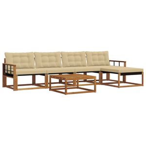 vidaXL Outdoor-Sofagarnitur mit Kissen 6 pcs Natur und Beige