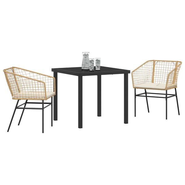 vidaXL Garten Essgruppe 3 pcs Braun Poly-Rattan