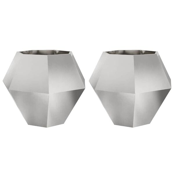 vidaXL Pflanzk&uuml;bel 2 pcs Silber 100 x 100 x 80 cm Edelstahl