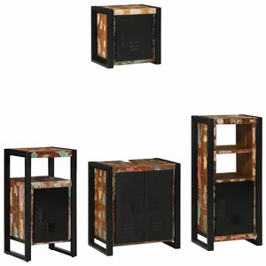vidaXL Badezimmerm&ouml;bel-Set 4 Stk. Mehrfarbig und Schwarz