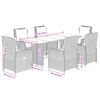 vidaXL 7-tlg. Garten-Essgruppe mit Kissen Braun Poly Rattan