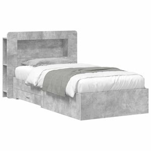 vidaXL Bettgestell mit Stauraum Betongrau 75 x 190 cm Holzwerkstoff