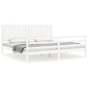 vidaXL Massivholzbett mit Kopfteil Wei&szlig; 200x200 cm