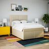 vidaXL Boxspringbett mit Matratze Creme 140x190 cm Stoff