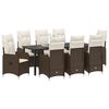 vidaXL Garten Essgruppe mit Kissen 9 pcs Braun Poly Rattan