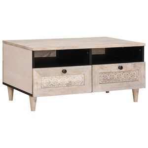 vidaXL Couchtisch Bleached White 80 x 54 x 40 cm Massivholz Mango
